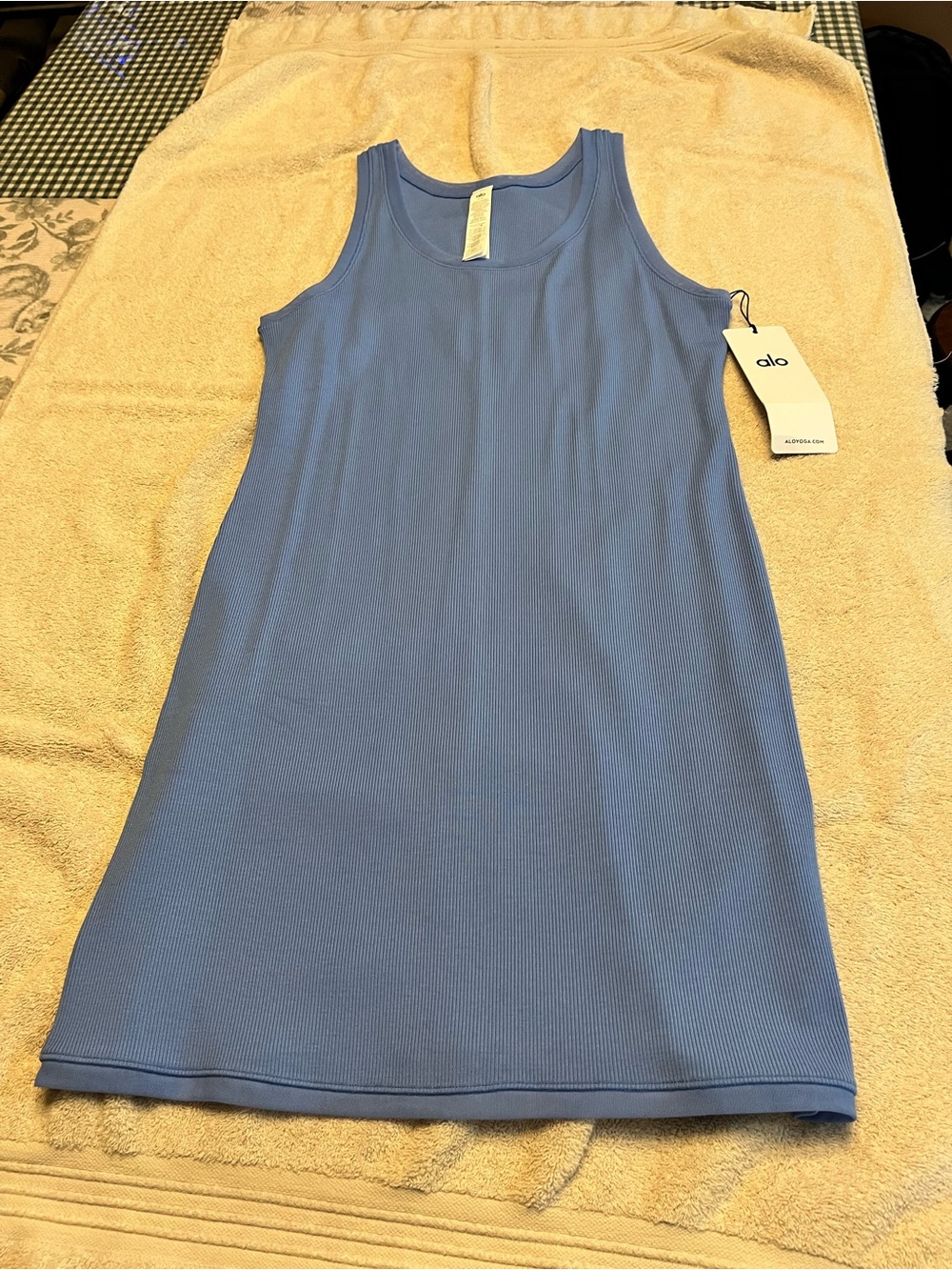 Alo Ribbed Mesh Secret Dress in Periwinkle Blue